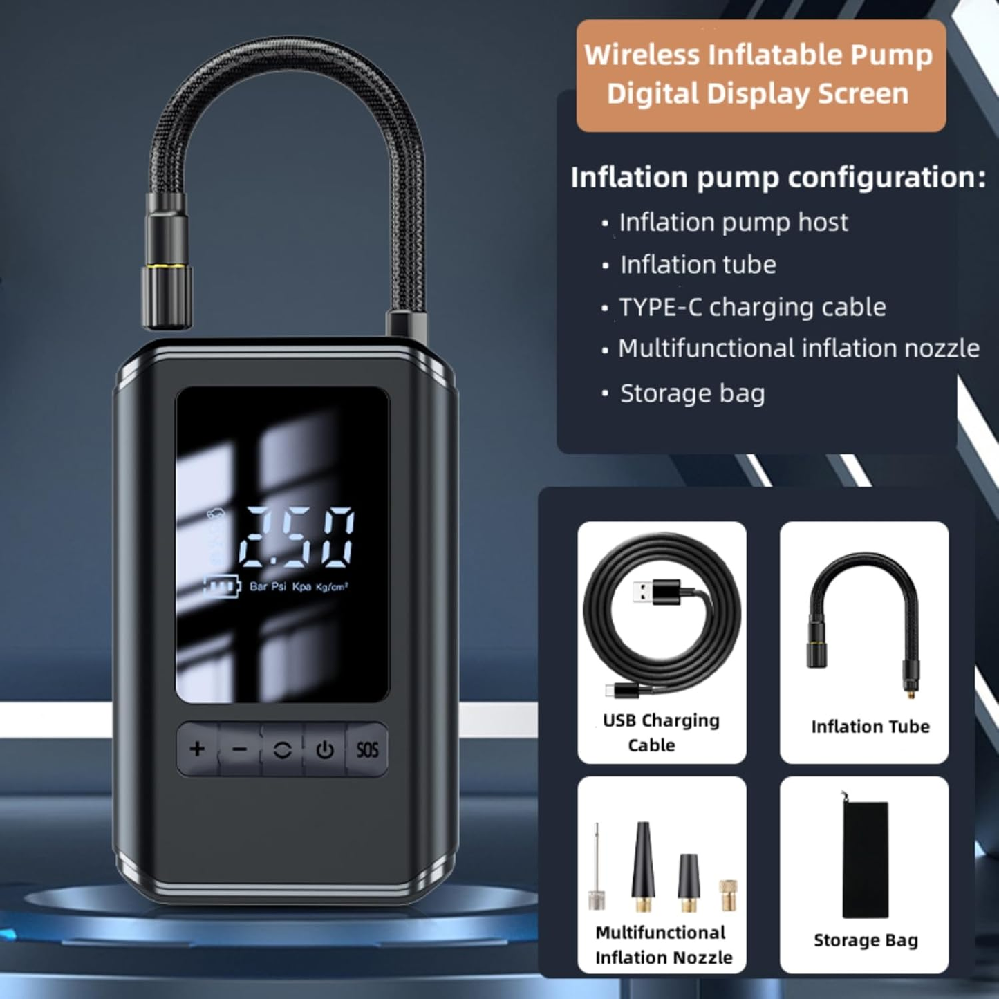 BOMBA DE AIRE PORTATIL RECARGABLE