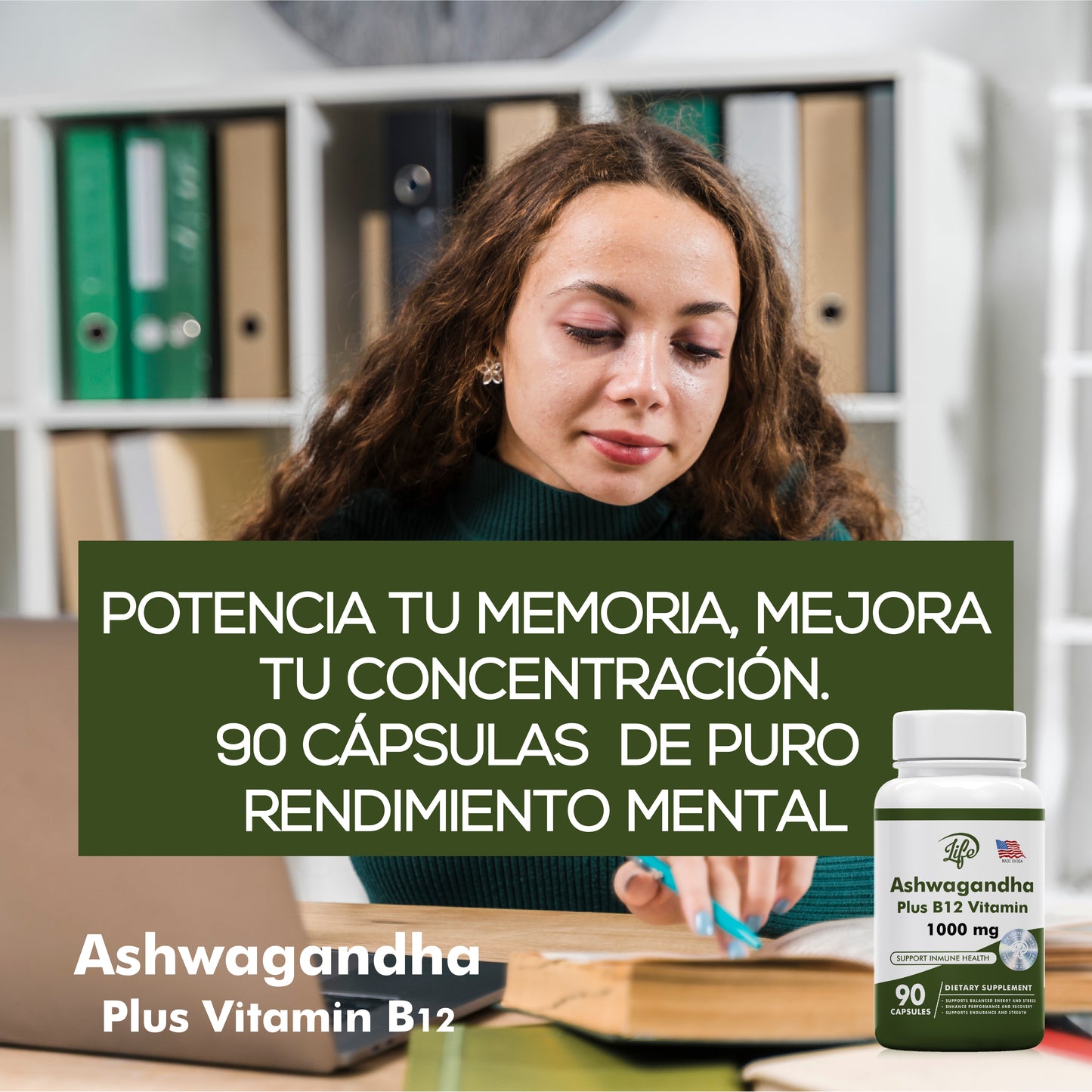 ASHAWAGANDA + B12 X 90 CAPSULAS